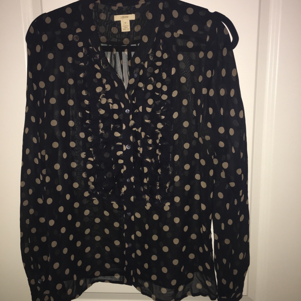J.crew navy polka dot blouse